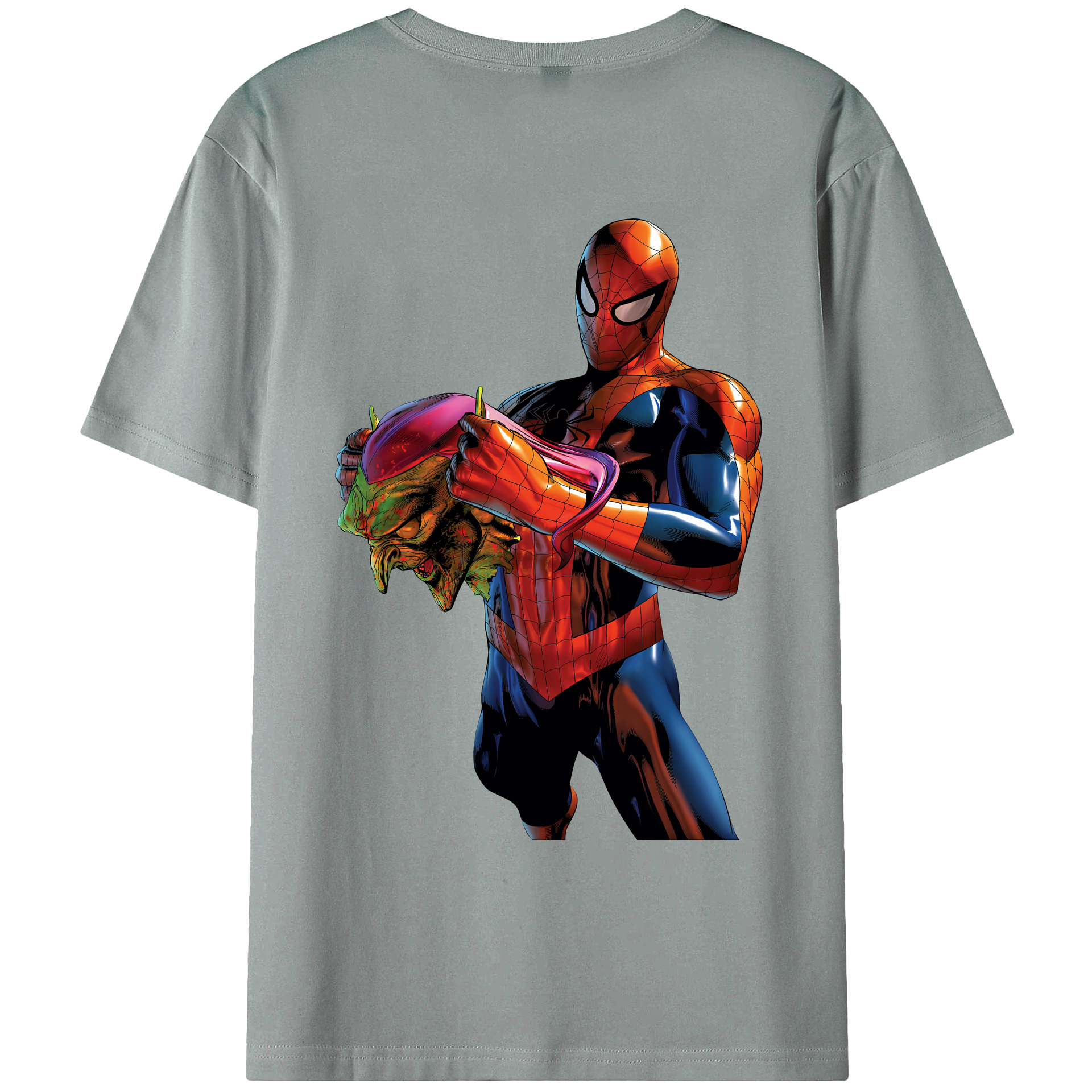 （画像用） Spider Man スパイダーマン 綿100％ メンズ半袖Tシャツ（バックプリント） 通気性